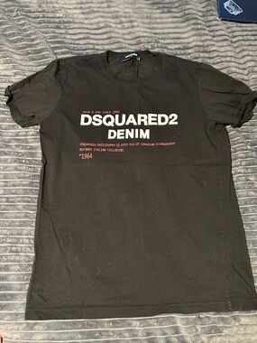 DSQUARED2 Black Tee with White and Red Print